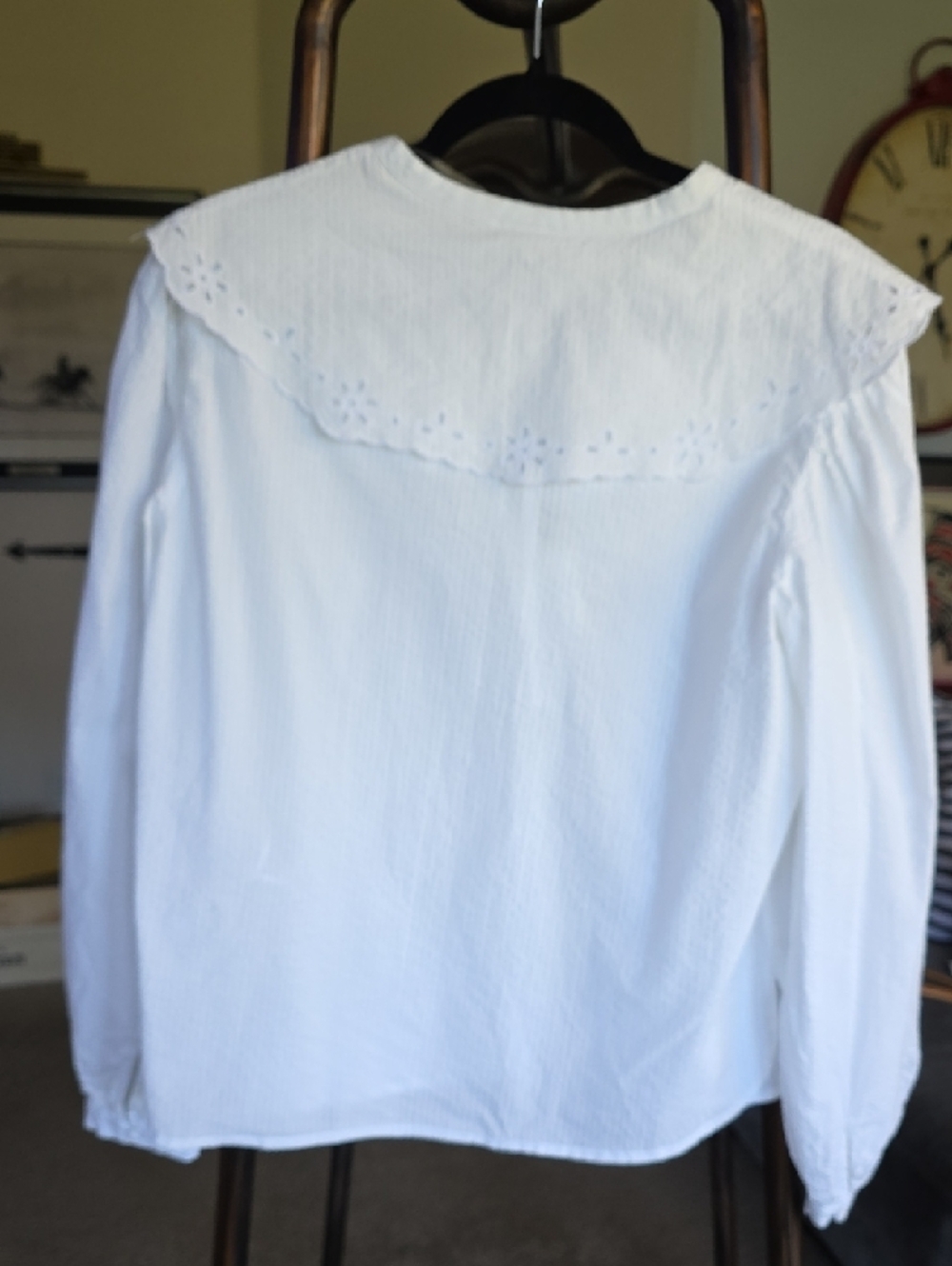 a new day White Eyelet Collar Button-Front Blouse Large - Picture 3 of 9